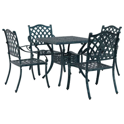 Set di Tavolo da Giardino 5 pcs Verde Alluminio pressofuso