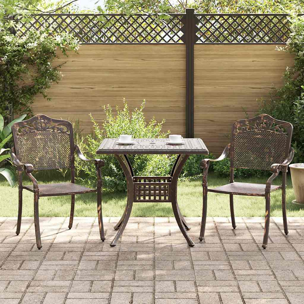 Set di Tavolo da Giardino 3 pcs Bronzo Alluminio pressofuso