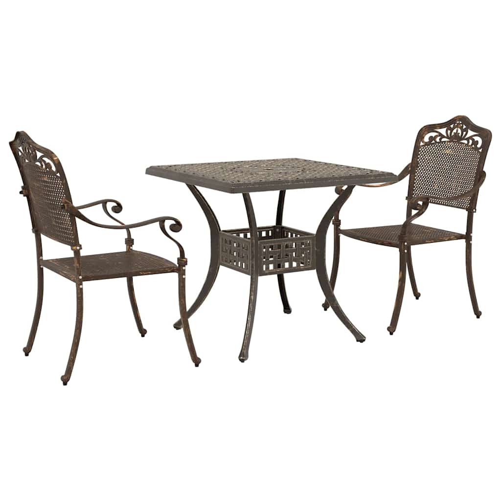 Set di Tavolo da Giardino 3 pcs Bronzo Alluminio pressofuso