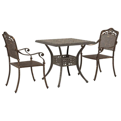 Set di Tavolo da Giardino 3 pcs Bronzo Alluminio pressofuso