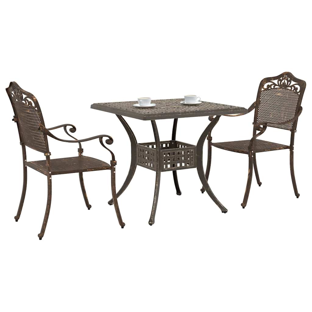 Set di Tavolo da Giardino 3 pcs Bronzo Alluminio pressofuso