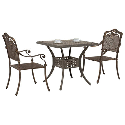 Set di Tavolo da Giardino 3 pcs Bronzo Alluminio pressofuso