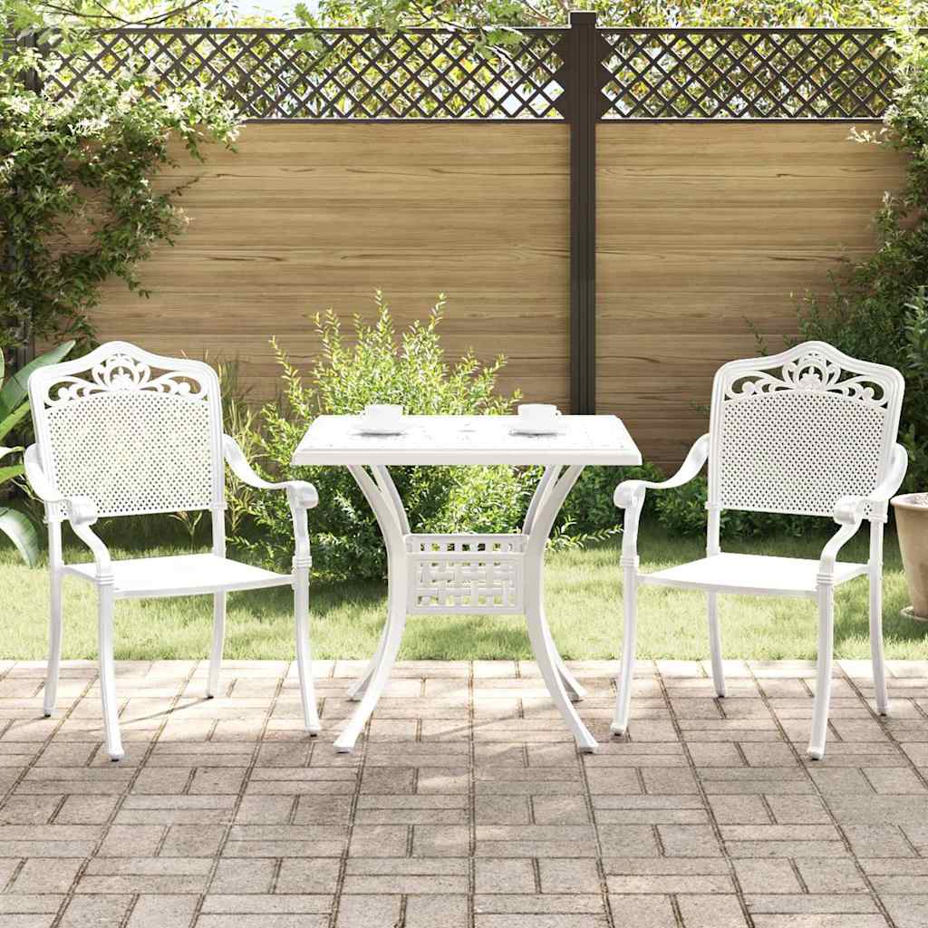 Set di Tavolo da Giardino 3 pcs Bianco Alluminio pressofuso