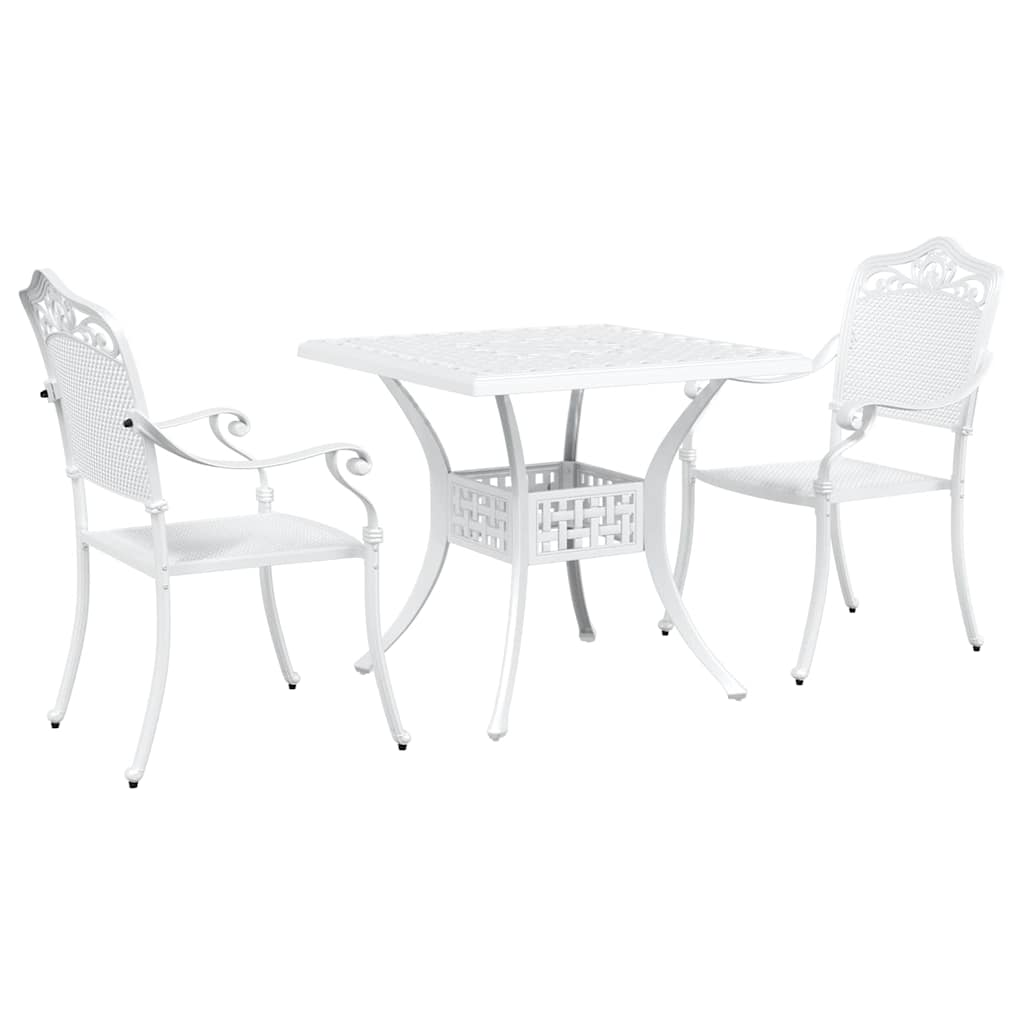 Set di Tavolo da Giardino 3 pcs Bianco Alluminio pressofuso