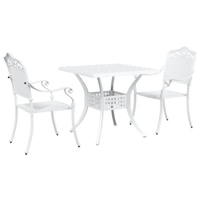 Set di Tavolo da Giardino 3 pcs Bianco Alluminio pressofuso