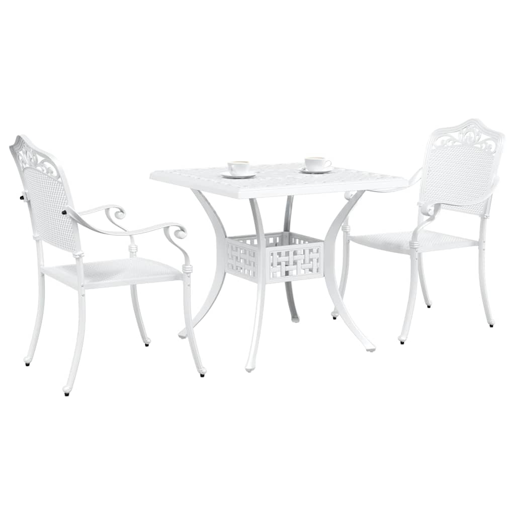 Set di Tavolo da Giardino 3 pcs Bianco Alluminio pressofuso