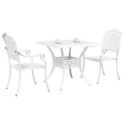 Set di Tavolo da Giardino 3 pcs Bianco Alluminio pressofuso
