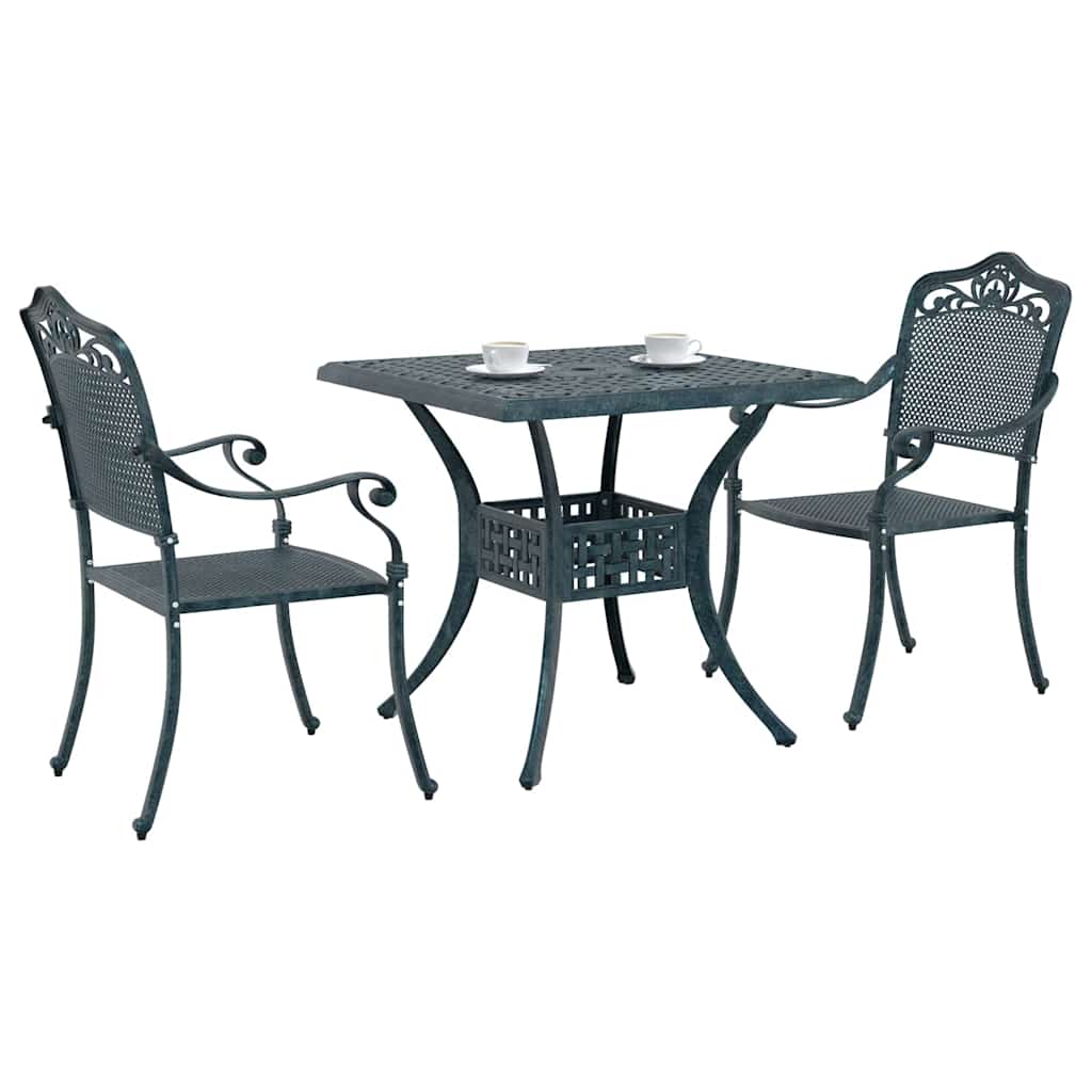 Set di Tavolo da Giardino 3 pcs Verde Alluminio pressofuso