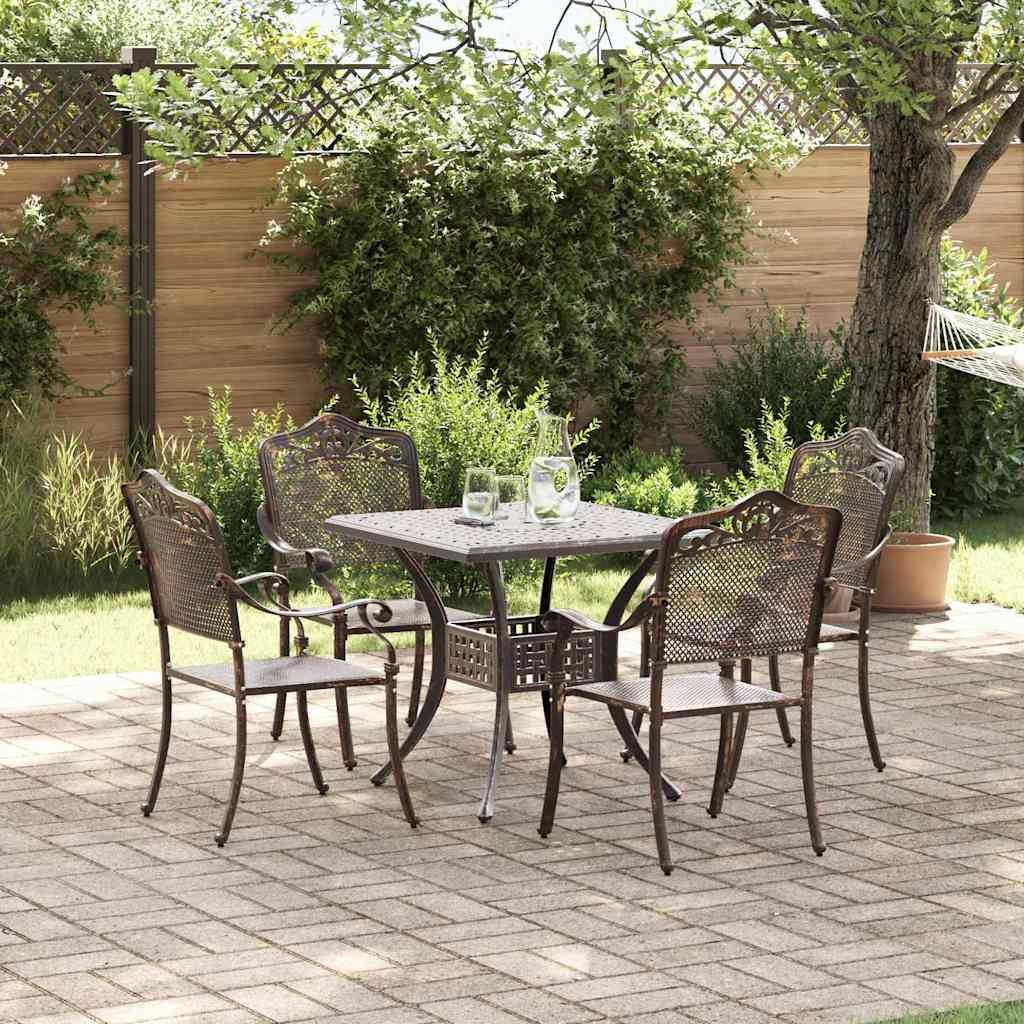 Set di Tavolo da Giardino 5 pcs Bronzo Alluminio pressofuso