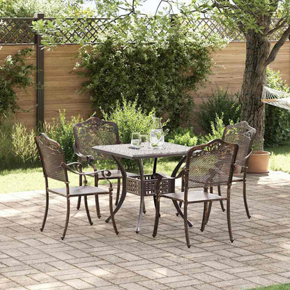 Set di Tavolo da Giardino 5 pcs Bronzo Alluminio pressofuso