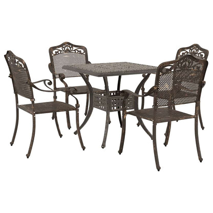 Set di Tavolo da Giardino 5 pcs Bronzo Alluminio pressofuso