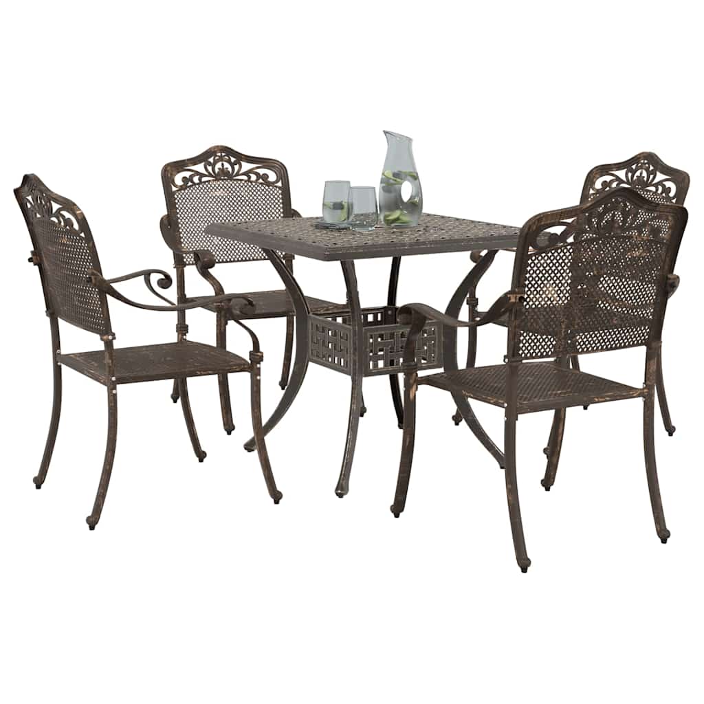 Set di Tavolo da Giardino 5 pcs Bronzo Alluminio pressofuso