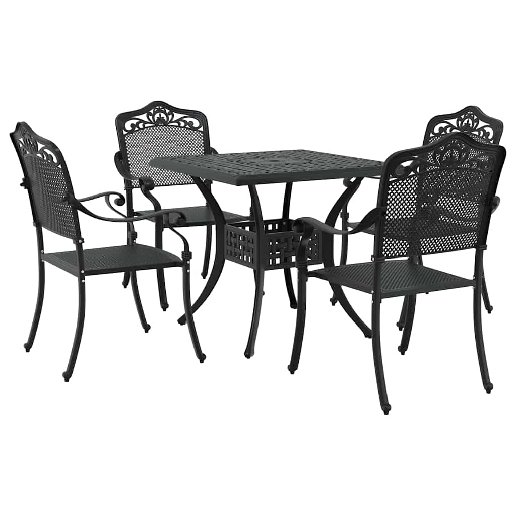 Set di Tavolo da Giardino 5 pcs Nero Alluminio pressofuso