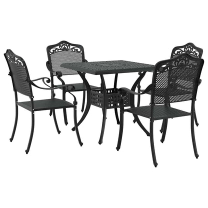 Set di Tavolo da Giardino 5 pcs Nero Alluminio pressofuso