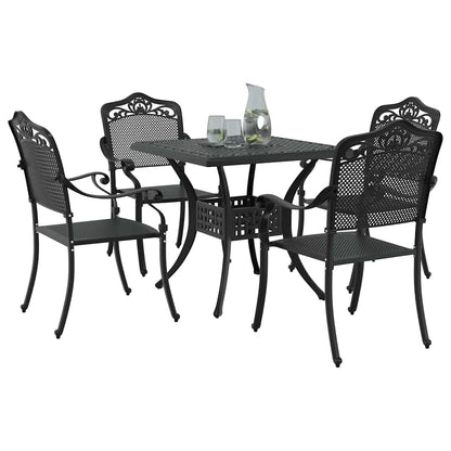 Set di Tavolo da Giardino 5 pcs Nero Alluminio pressofuso
