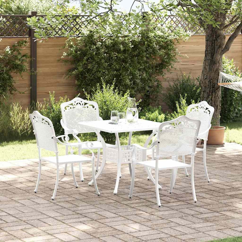 Set di Tavolo da Giardino 5 pcs Bianco Alluminio pressofuso