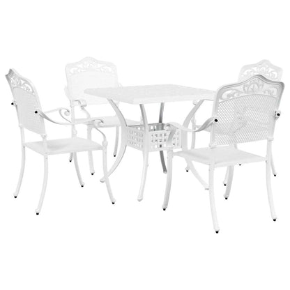 Set di Tavolo da Giardino 5 pcs Bianco Alluminio pressofuso