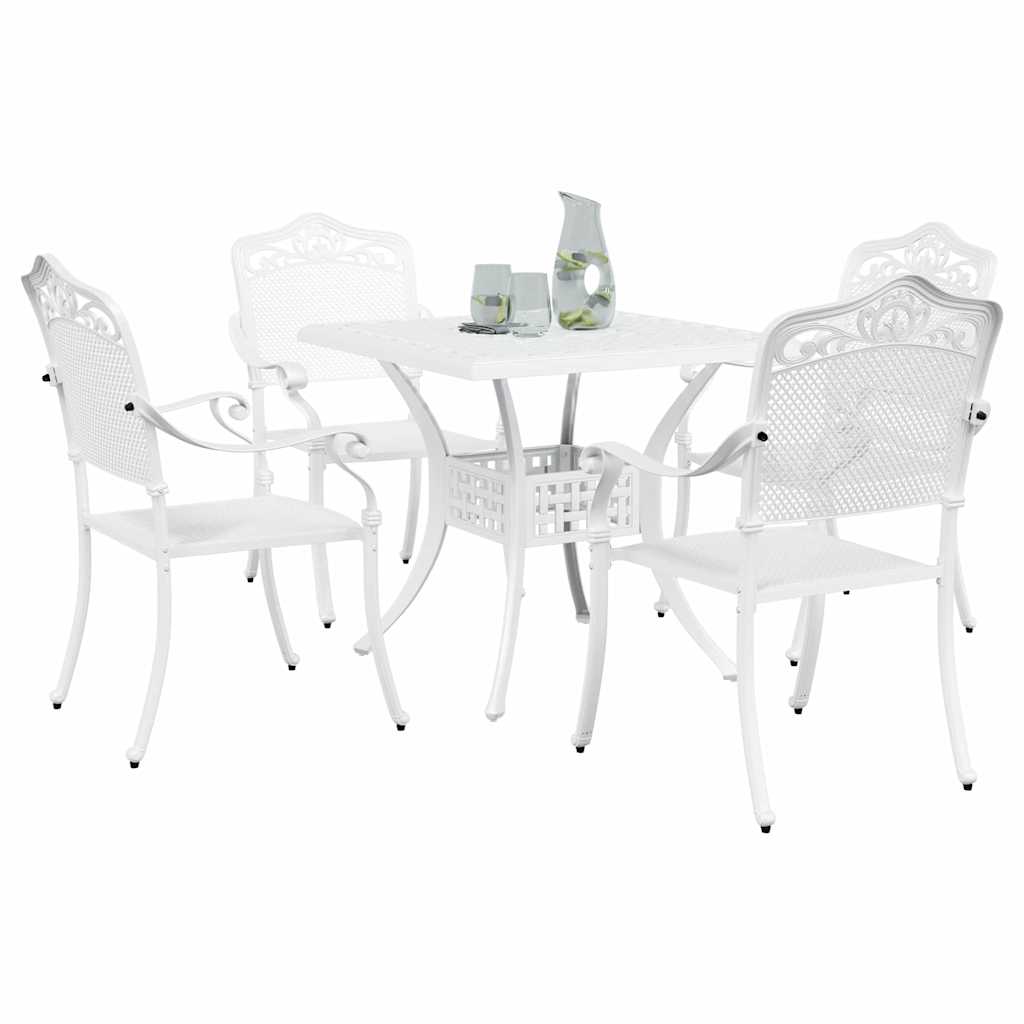 Set di Tavolo da Giardino 5 pcs Bianco Alluminio pressofuso