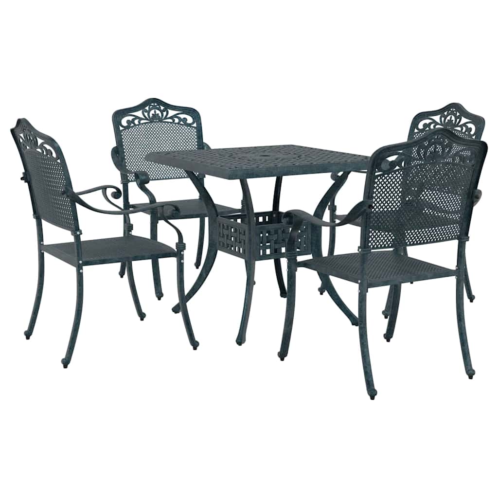 Set di Tavolo da Giardino 5 pcs Verde Alluminio pressofuso