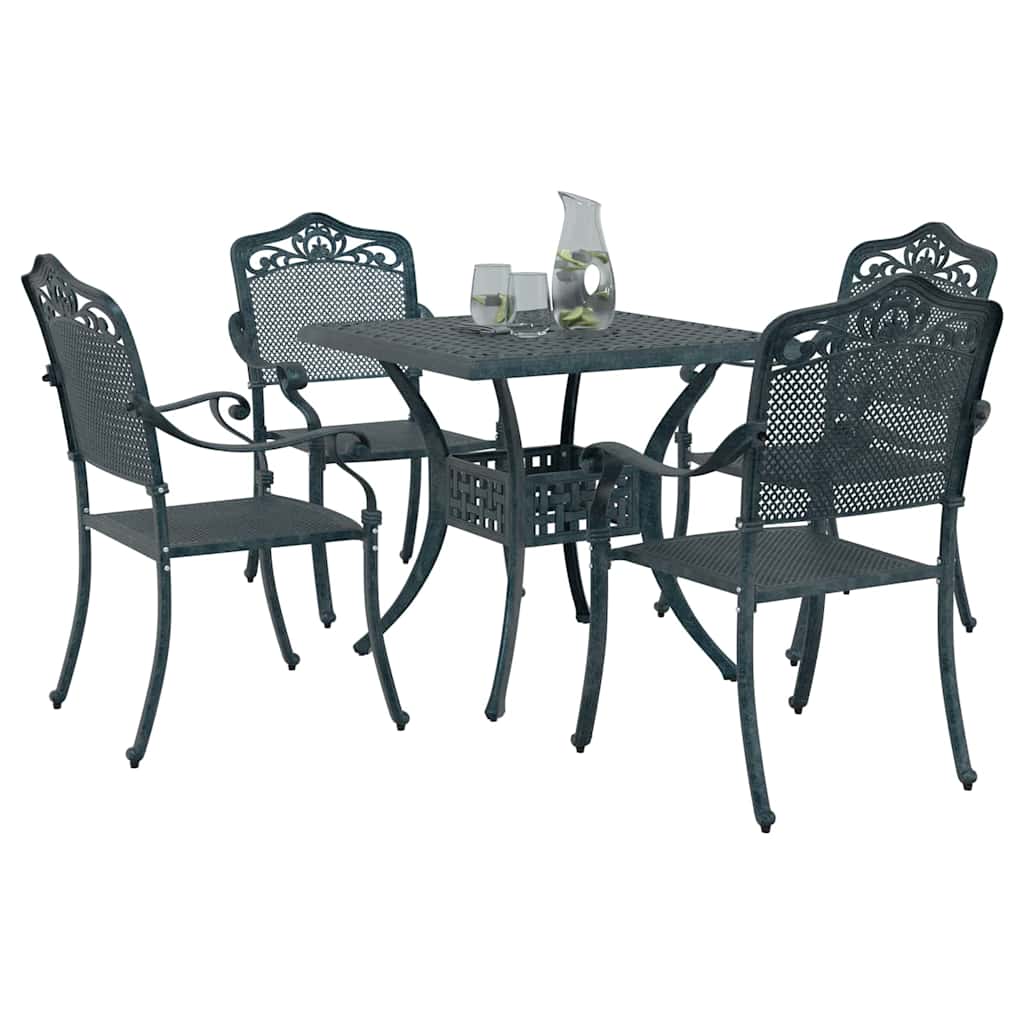 Set di Tavolo da Giardino 5 pcs Verde Alluminio pressofuso