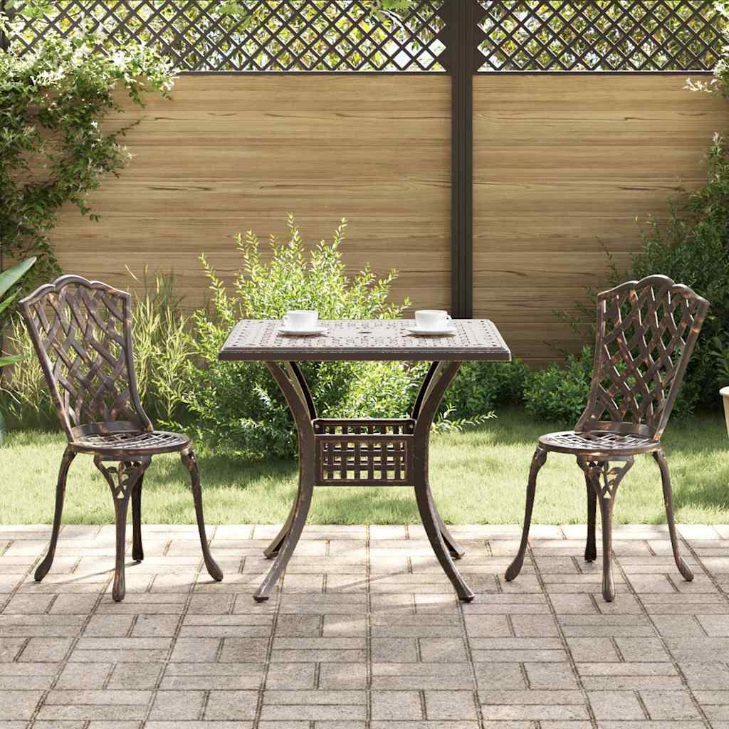 Set di Tavolo da Giardino 3 pcs Bronzo Alluminio pressofuso