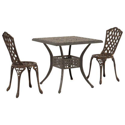 Set di Tavolo da Giardino 3 pcs Bronzo Alluminio pressofuso