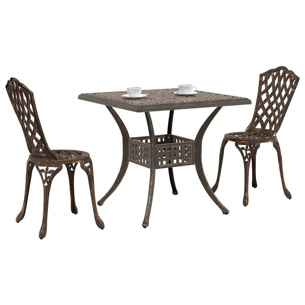 Set di Tavolo da Giardino 3 pcs Bronzo Alluminio pressofuso