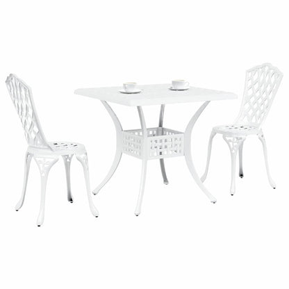 Set di Tavolo da Giardino 3 pcs Bianco Alluminio pressofuso