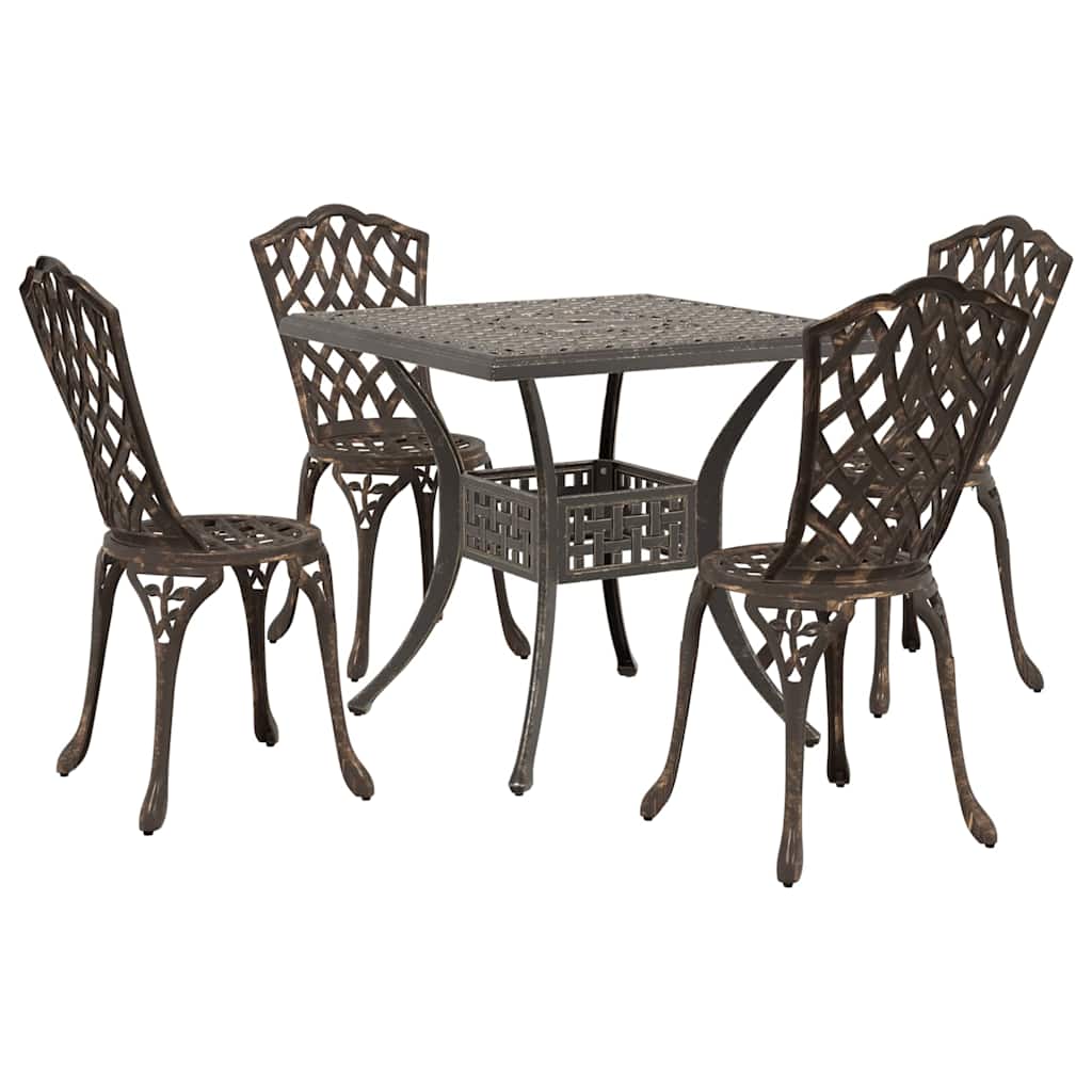 Set di Tavolo da Giardino 5 pcs Bronzo Alluminio pressofuso