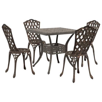 Set di Tavolo da Giardino 5 pcs Bronzo Alluminio pressofuso