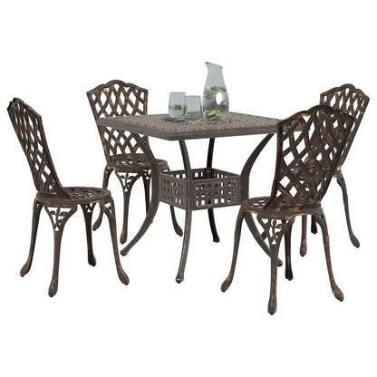 Set di Tavolo da Giardino 5 pcs Bronzo Alluminio pressofuso