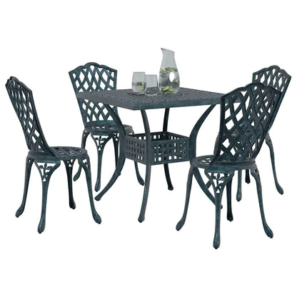 Set di Tavolo da Giardino 5 pcs Verde Alluminio pressofuso