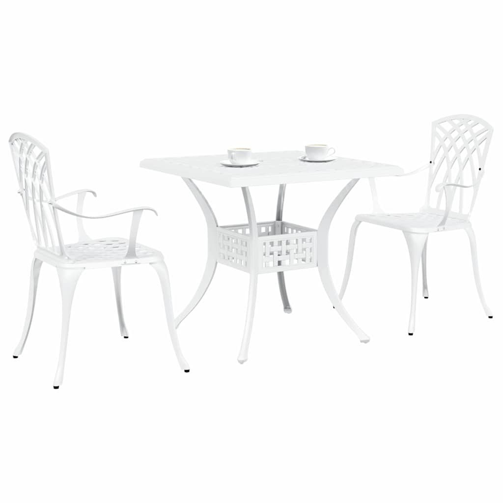 Set di Tavolo da Giardino 3 pcs Bianco Alluminio pressofuso
