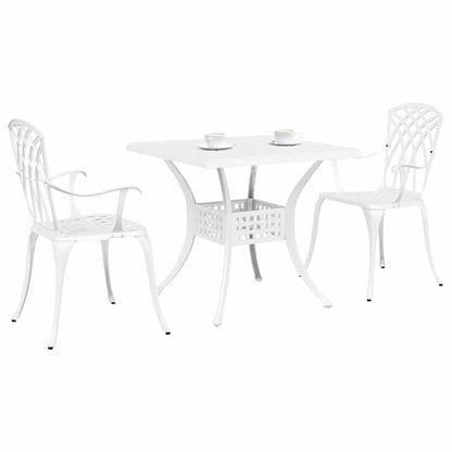 Set di Tavolo da Giardino 3 pcs Bianco Alluminio pressofuso