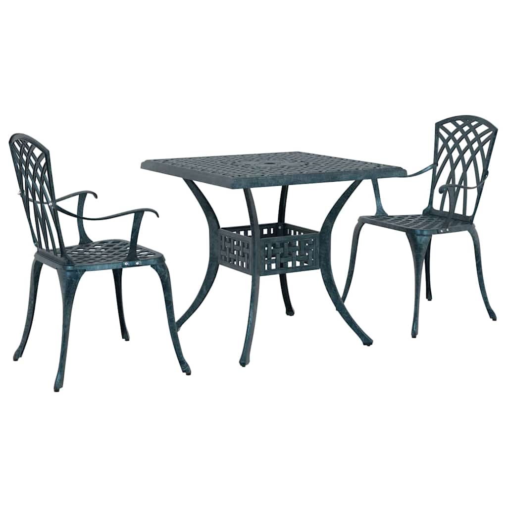 Set di Tavolo da Giardino 3 pcs Verde Alluminio pressofuso
