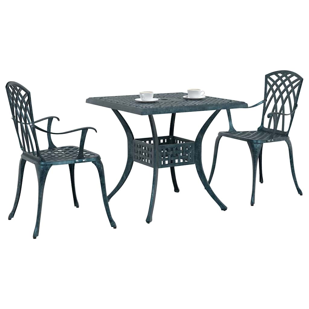 Set di Tavolo da Giardino 3 pcs Verde Alluminio pressofuso