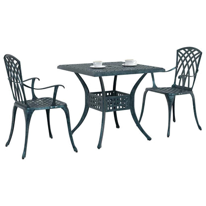 Set di Tavolo da Giardino 3 pcs Verde Alluminio pressofuso