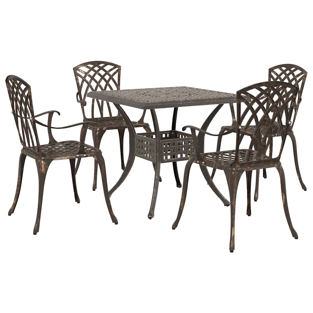 Set di Tavolo da Giardino 5 pcs Bronzo Alluminio pressofuso