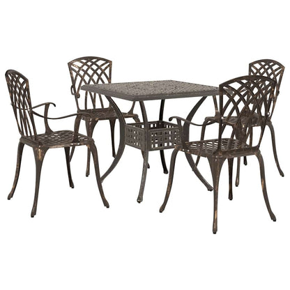Set di Tavolo da Giardino 5 pcs Bronzo Alluminio pressofuso