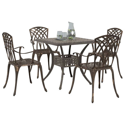 Set di Tavolo da Giardino 5 pcs Bronzo Alluminio pressofuso