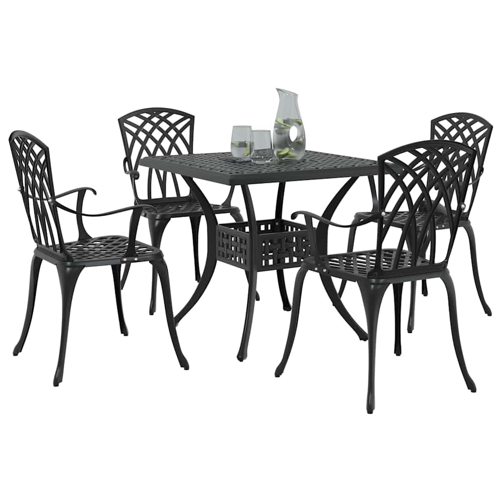 Set di Tavolo da Giardino 5 pcs Nero Alluminio pressofuso