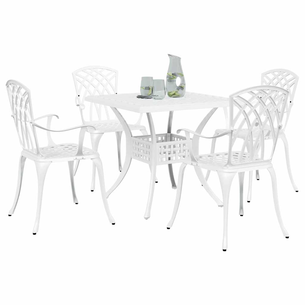Set di Tavolo da Giardino 5 pcs Bianco Alluminio pressofuso