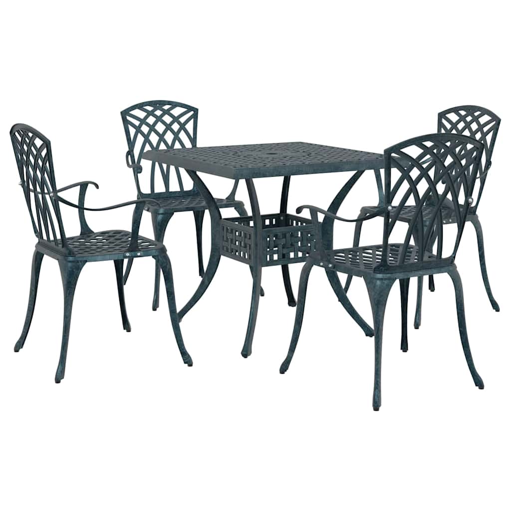 Set di Tavolo da Giardino 5 pcs Verde Alluminio pressofuso