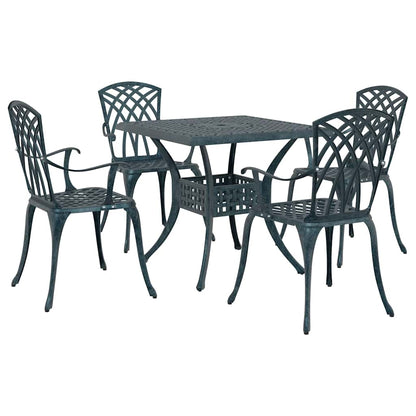 Set di Tavolo da Giardino 5 pcs Verde Alluminio pressofuso