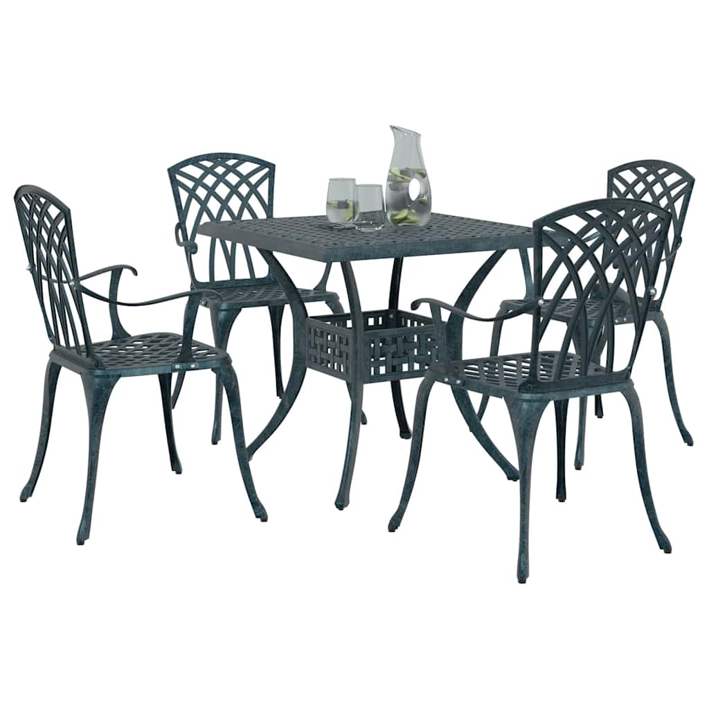 Set di Tavolo da Giardino 5 pcs Verde Alluminio pressofuso