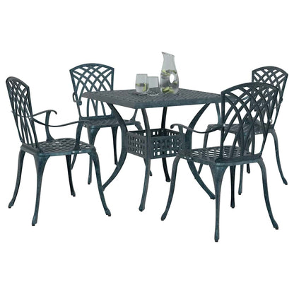 Set di Tavolo da Giardino 5 pcs Verde Alluminio pressofuso