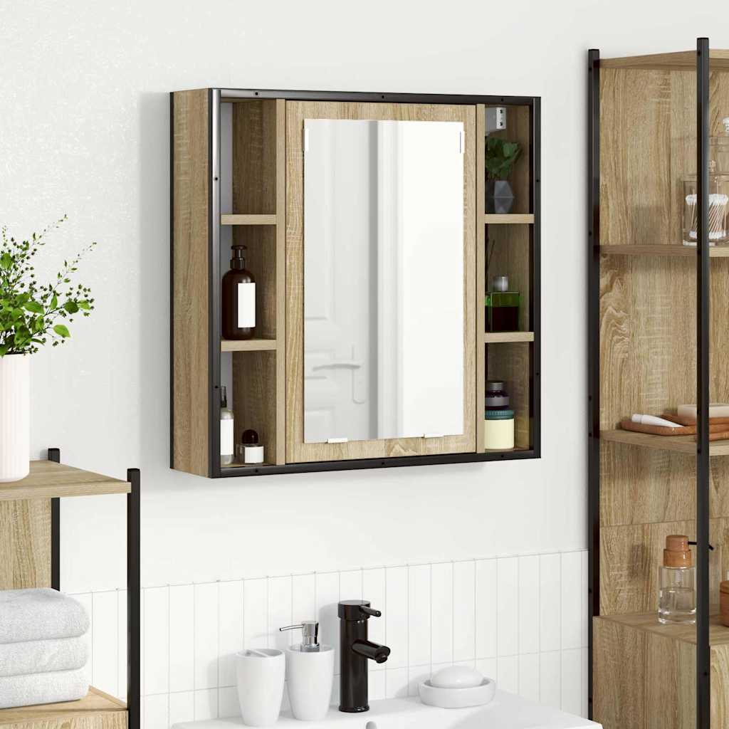 Mobiletto per specchio con porta Rovere Sonoma 60 x 16 x 60 cm
