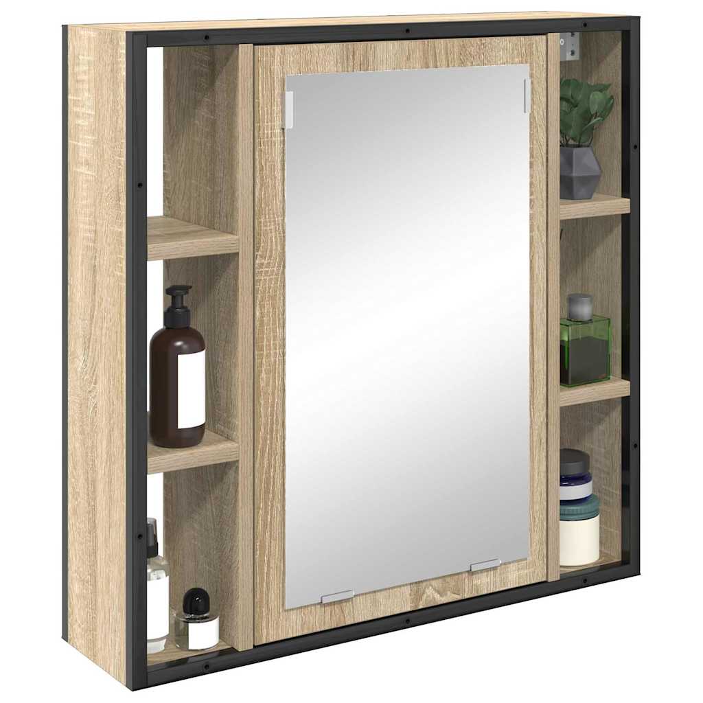 Mobiletto per specchio con porta Rovere Sonoma 60 x 16 x 60 cm