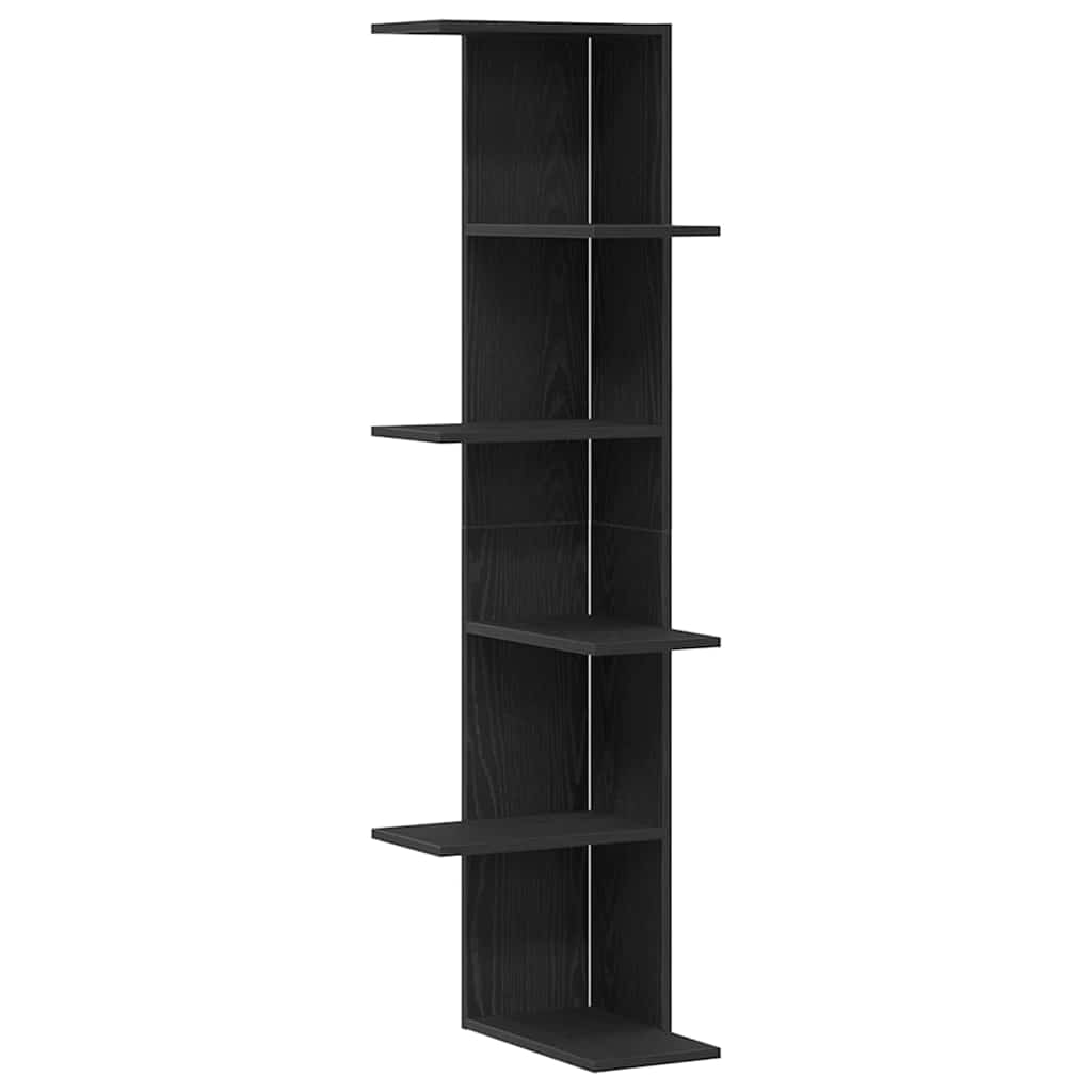 Mensola Angolare da Parete Rovere Nero 36.5 x 36.5 x 140 cm