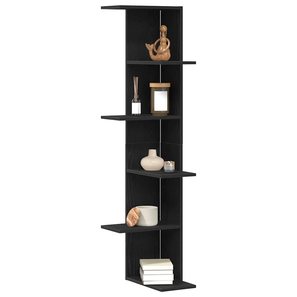 Mensola Angolare da Parete Rovere Nero 36.5 x 36.5 x 140 cm